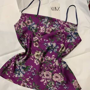 ZARA FLORAL PRINTED CAMISOLE TOP PURPLE